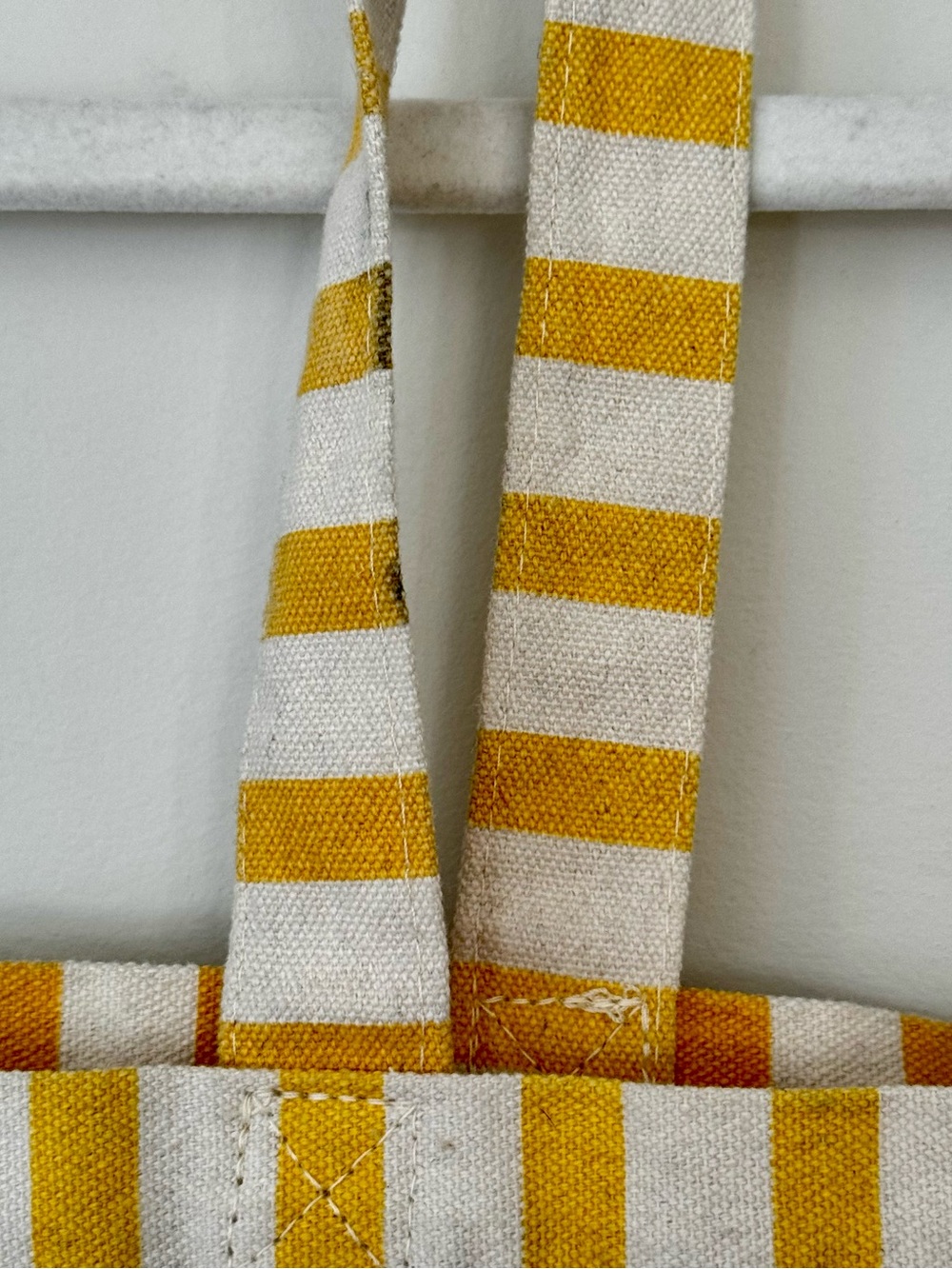Sézane 100% Recycled Cotton “Holiday” Striped Graphic Tote Bag, Yellow & Beige - Picture 5 of 8
